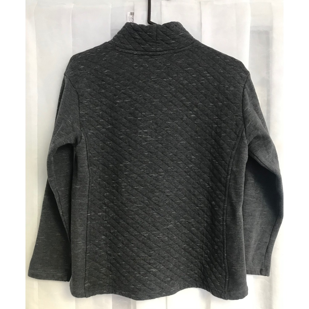 LL Bean Womens Small Petite Quilted Funnel Neck Pullover Charcoal‎ Gray Heather - Picture 6 of 6